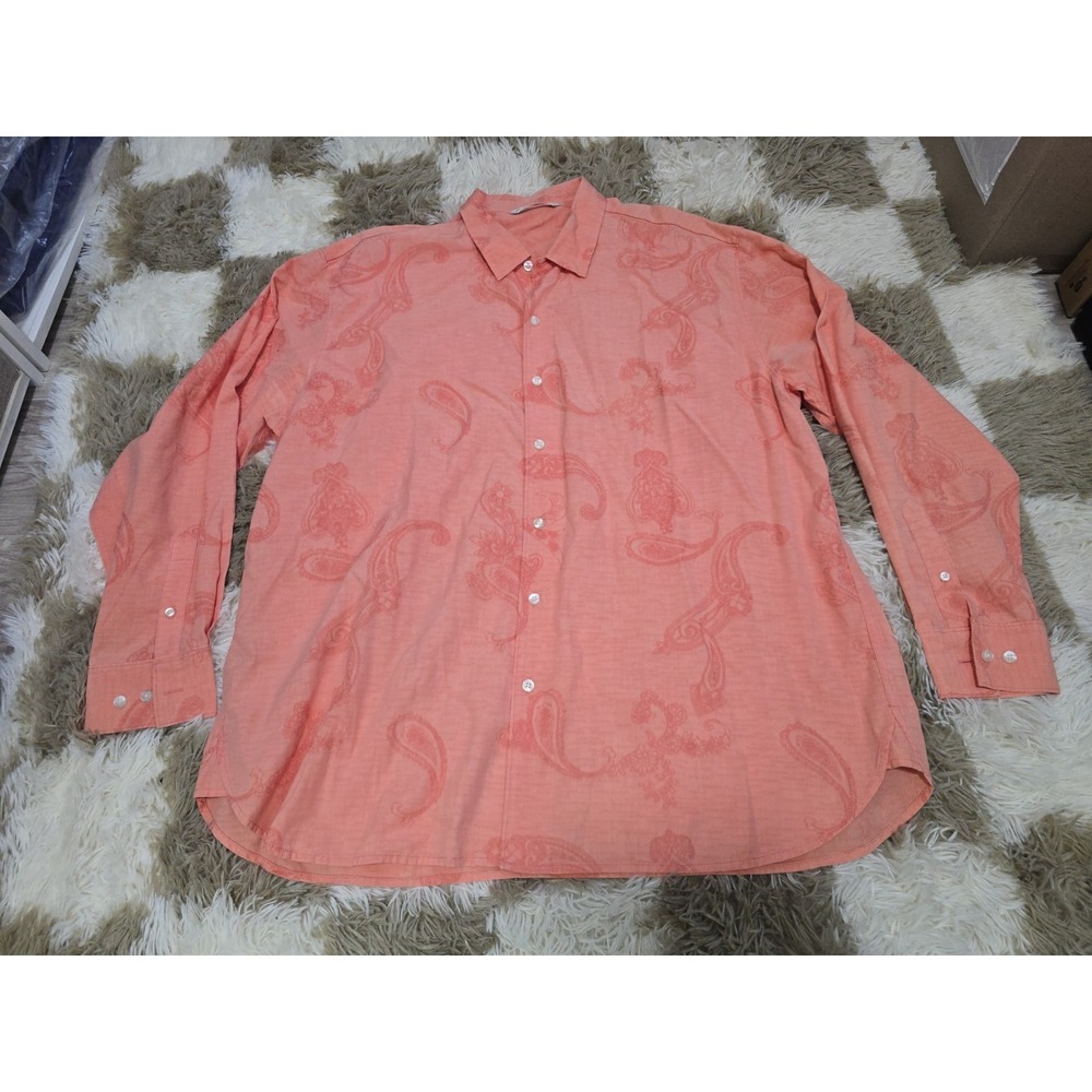 Tommy Bahama Button Hawaiian Shirt Mens XXL Orange Floral